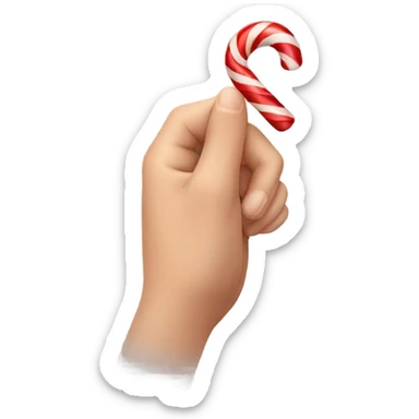 hand grabing candy cane sticker