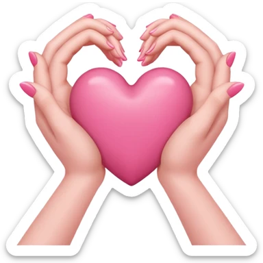 heart hands with pink hearts sticker