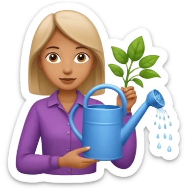 woman with watering pot sticker