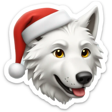 White wolf wearing Santa hat  sticker
