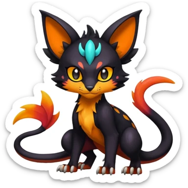 Spooky Colorful Glossy Shiny Liepard-Noivern-Litten-Sprigatito-Pokémon-fusion-creature (full body) sticker