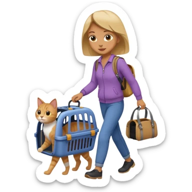 Walker with cat in carrier, Pet Walkers. sticker