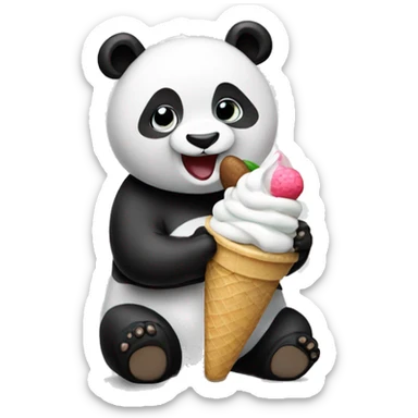 Panda eating ice cream sticker