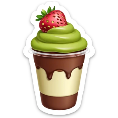 Chocolate covered strawberries with pistachio in a plastic cup sticker