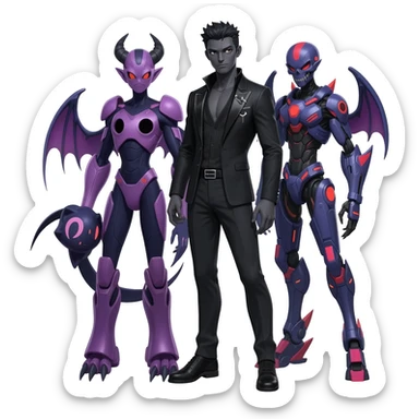Futuristic Badass Demonic Dusky Spooky Skull-faced Cool Hot Stylish Handsome Alien-Salandit-Darkrai-Genesect-Fakémon-fusion (full body) sticker