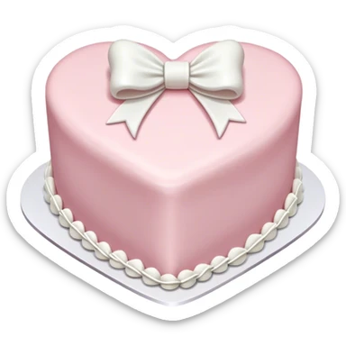 Pastel pink heart shaped cake with fancy icing and bows sticker