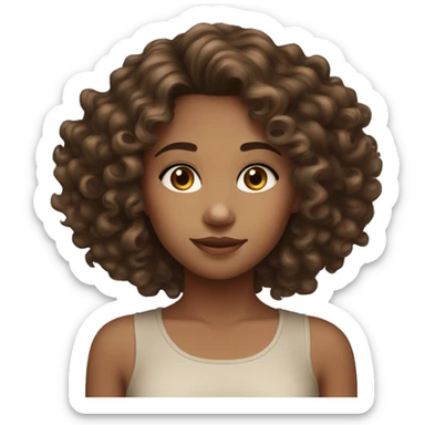 mixed race girl when hazel eyes and brown curly hair sticker