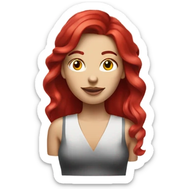 Caucasian Woman with Ruby red hair smoke sticker