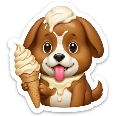 dog eating icecream sticker