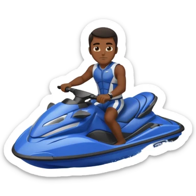 Dark male dark make on a blue jet ski no sunglasses sticker