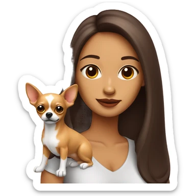 mujer con pelo muy largo rojo y su perro Chihuahua sticker