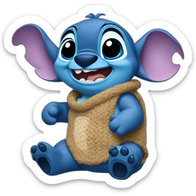 Stitch Disney buvant une bière sticker