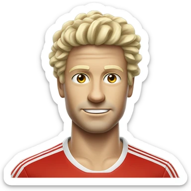 joueur de tennis homme blond avec cheveux frisé qui tiens une seule raquette de tennis rouge habillé en débardeur noir sticker