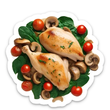 Creamy chicken with mushrooms spinach and cherry tomatoes  sticker