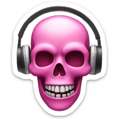 pink skull with headphones sticker
