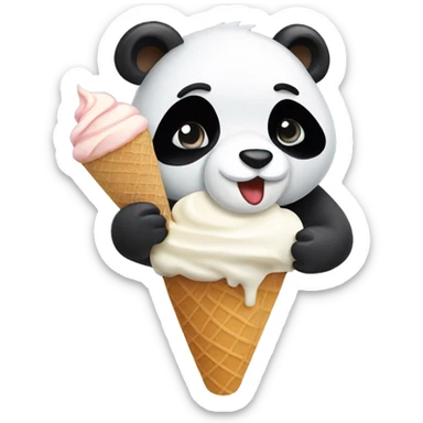 Panda eating ice cream sticker