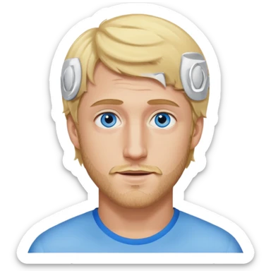 Genmoji style portrait of Logan Paul, blonde hair, blue eyes, short beard sticker