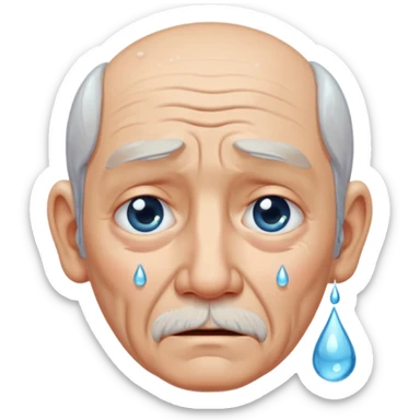 old man crying with water droplet  sticker