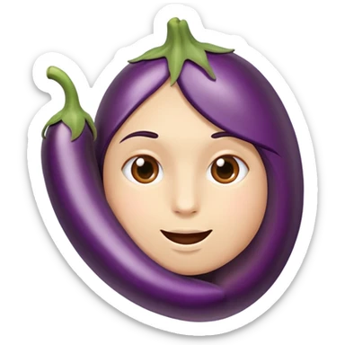 face eating an aubergine (eggplant) sticker