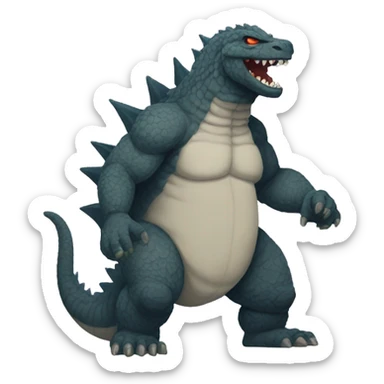 Godzilla with tattoos on his skin sticker