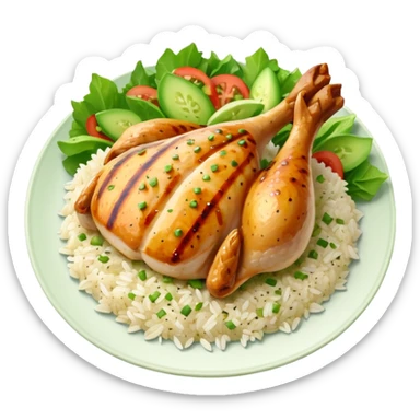 Grilled chicken and rice with salad sticker