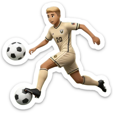 An icon representing sports gaming, inspired by EA Sports FC 25. The design features a dynamic soccer player kicking a ball, with a digital scoreboard in the background. Bright stadium lights illuminate the action, capturing the thrill of the game. Transparent background sticker