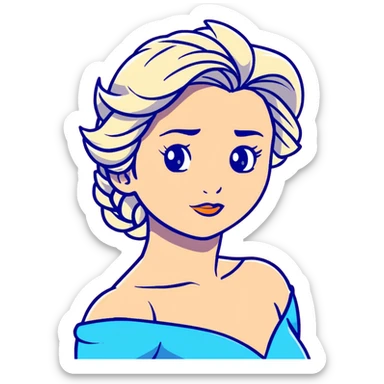 Elsa ice queen from Frozen with blue dress, chest up portrait sticker