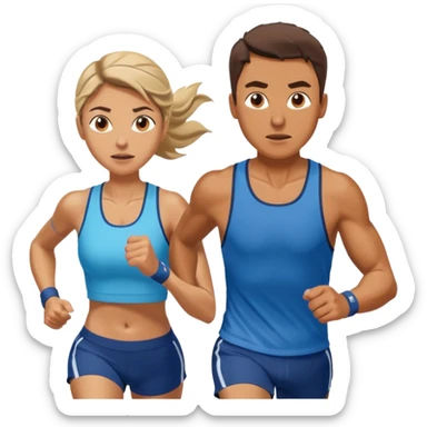 A man and woman running a HYROX race sticker