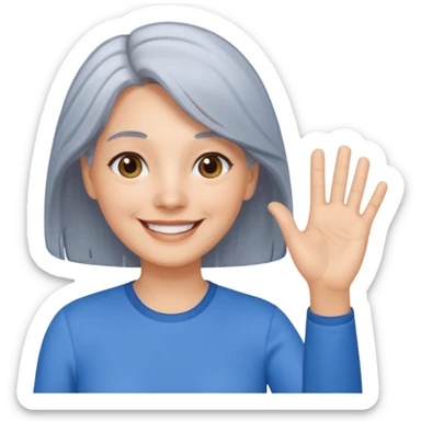 woman with gray hair smiling and waving her hand  sticker