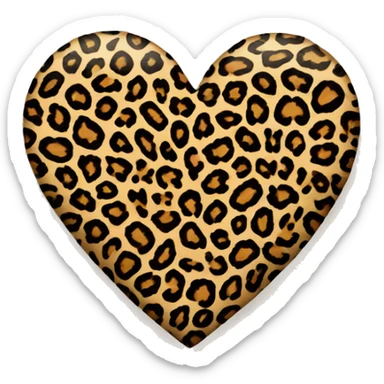leopard print heart sticker