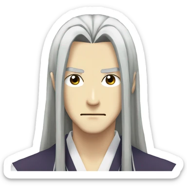 The Tomoe guy from kamisama kiss with long hair and serious face sticker