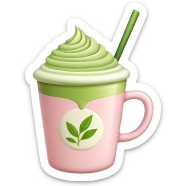 light pink cup full of matcha latte sticker