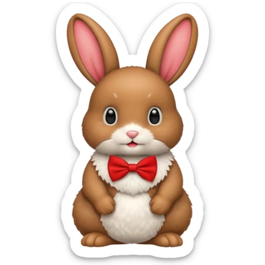 brown bunny with red bowtie sticker