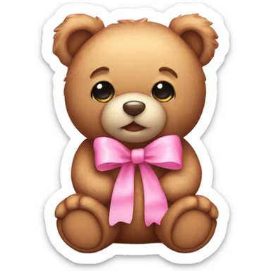 Cute teddy bear with pink bows sticker