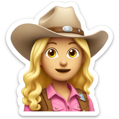 Blond cowgirl med rosa hatt sticker
