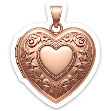 Rose gold heart locket with decorative details sticker
