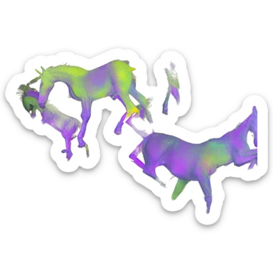 .Zombie_ Vaporwave black holographic oilslick zombie unicorn yellow caution tape sticker