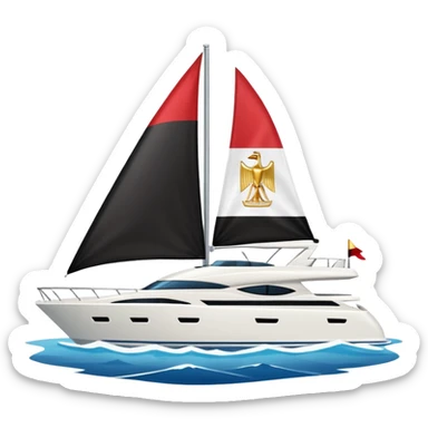 yacht with tiny Egyptian flag sticker