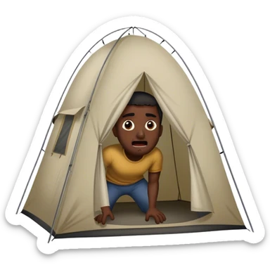 dark skinned black man scaring someone inside of a tent sticker