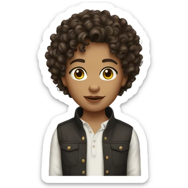 Young model brunet curly hair sticker