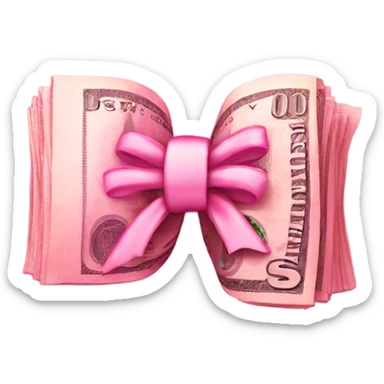 Pink money with a bow sticker