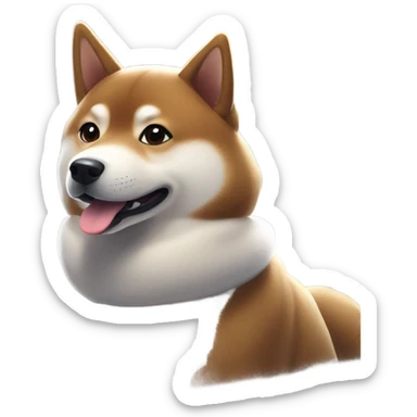 shiba inu dark brown enjoying snowy day sticker