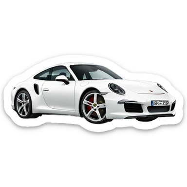 white new Porsche 911  sticker