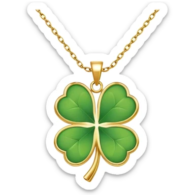 Lucky clover charm necklace – green four-leaf clover.
 sticker