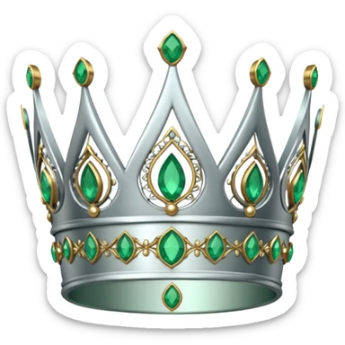 silver feminine crown with emeralds sticker