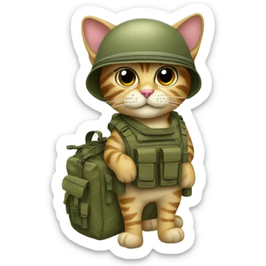 military cat with bag sticker