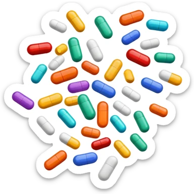 Medicine pills and capsules floating or flying in the air sticker