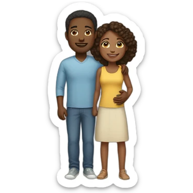 interracial couple with two kids sticker