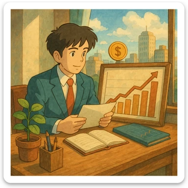 investment ghibli style sticker