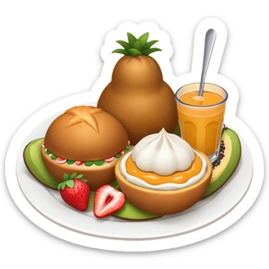 Crie uma bandeja de frutas e salgados coxinha e pão sticker